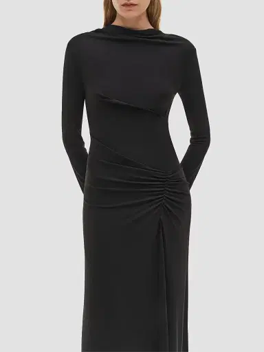 Simkhai Women's Ferrera Long-Sleeve Gathered Maxi Dress - Black - Size 00 | Thumbnail 6