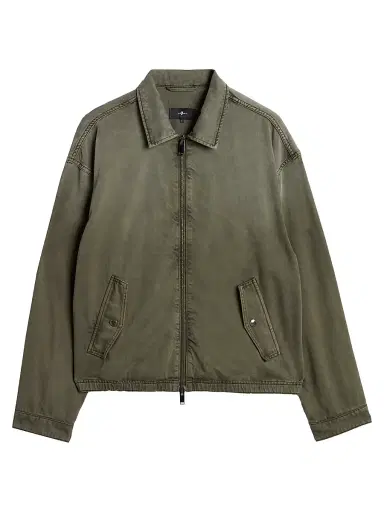 7 For All Mankind Men's Aviator Cotton-Blend Jacket - Sunfaded Moss | Thumbnail 1