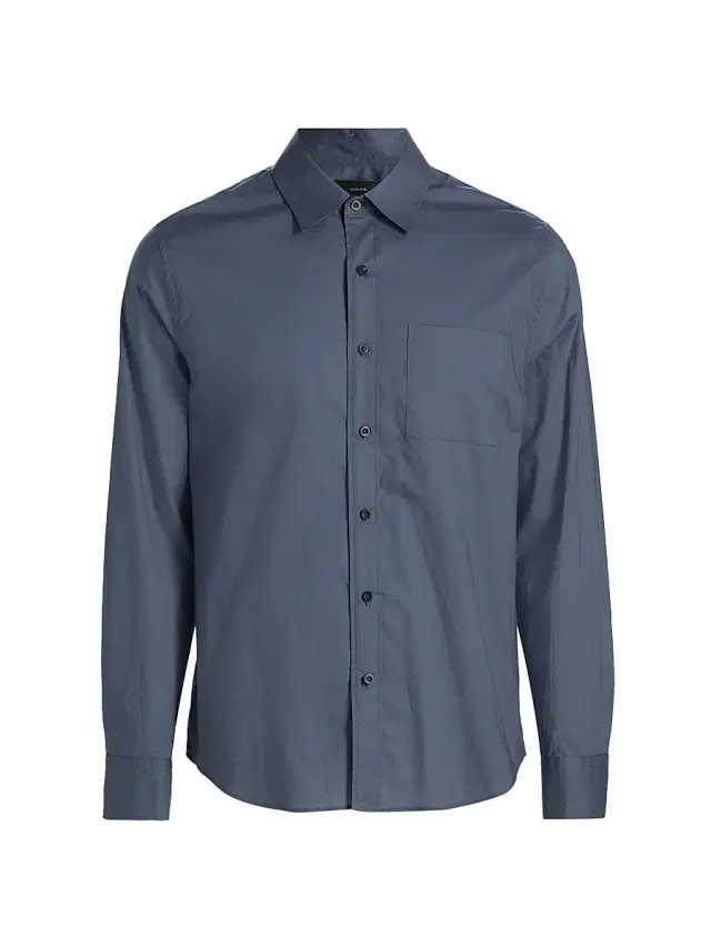 Men's Poplin Separate Placket Button-Front Shirt - Neue Blue