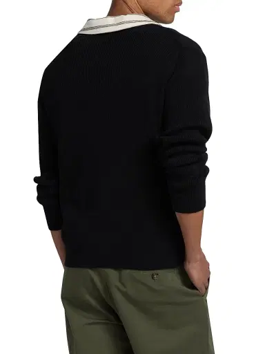 Vince Men's Rib-Knit Cotton-Blend V-Neck Sweater - Black - Size XXL | Thumbnail 5 Vince Men's Rib-Knit Cotton-Blend V-Neck Sweater - Black - Size XXL | Thumbnail 5
