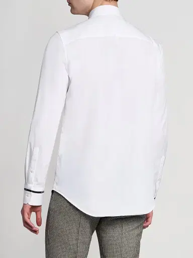 Alexander McQueen Men's Logo-Tape Contrast-Cuff Cotton Shirt - Optical White - Size 46 | Thumbnail 5