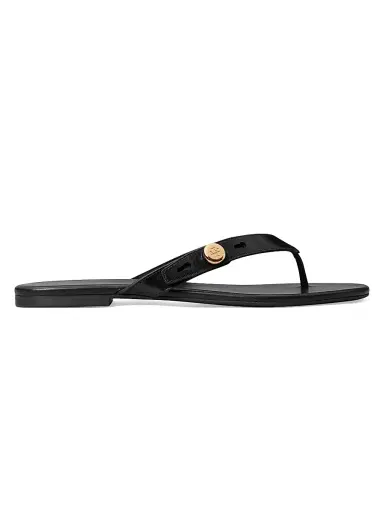 Tory Burch Women's Romy Leather Thong Sandals - Perfect Black - Size 9.5 | Thumbnail 1 Tory Burch Women's Romy Leather Thong Sandals - Perfect Black - Size 9.5 | Thumbnail 1
