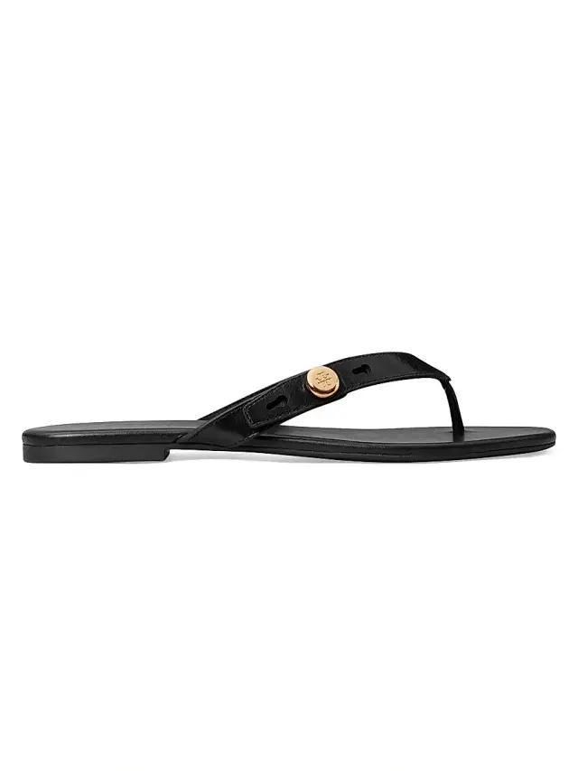 Women's Romy Leather Thong Sandals - Perfect Black