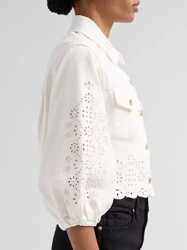 Generation Love Women's Lumere Floral Eyelet Crop Denim Jacket | Thumbnail 5 Generation Love Women's Lumere Floral Eyelet Crop Denim Jacket | Thumbnail 5