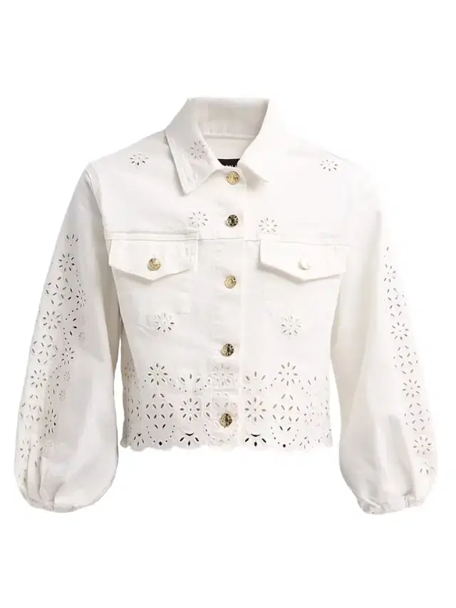 Women's Lumere Floral Eyelet Crop Denim Jacket - Chalk White