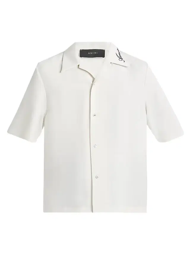 Men's Embroidered Collar Camp Shirt - Alabaster