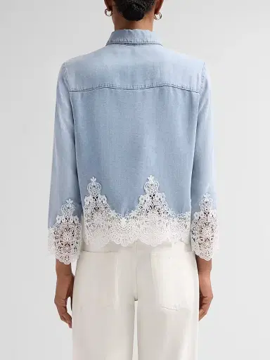 Generation Love Women's Eli Lace Trim Denim Shirt - Light Blue White - Size Large | Thumbnail 3 Generation Love Women's Eli Lace Trim Denim Shirt - Light Blue White - Size Large | Thumbnail 3