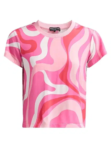 Generation Love Women's Kai Geo Jersey Crewneck T-Shirt - Wavy Geo Pink - Size Medium | Thumbnail 1 Generation Love Women's Kai Geo Jersey Crewneck T-Shirt - Wavy Geo Pink - Size Medium | Thumbnail 1