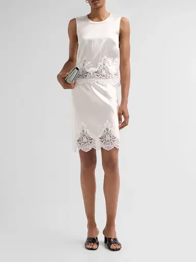 Generation Love Women's Wisteria Lace Combo Liquid Satin Skirt - Off White White | Thumbnail 2