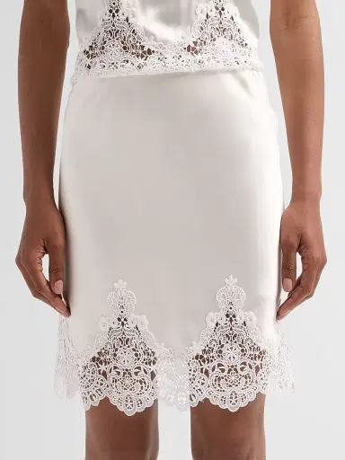 Generation Love Women's Wisteria Lace Combo Liquid Satin Skirt - Off White White | Thumbnail 5