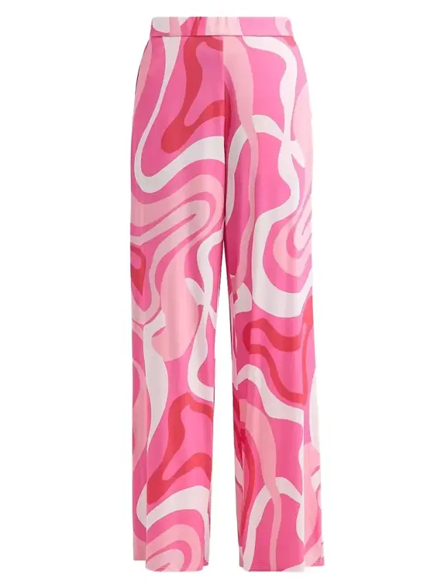 Generation Love Women's Kelela Geo Sheen Jersey Pants - Wavy Geo Pink