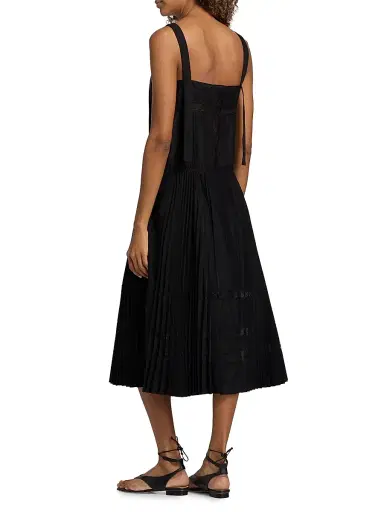 3.1 Phillip Lim Women's Pleated Lace-Trimmed Midi-Dress - Black - Size 12 | Thumbnail 5 3.1 Phillip Lim Women's Pleated Lace-Trimmed Midi-Dress - Black - Size 12 | Thumbnail 5