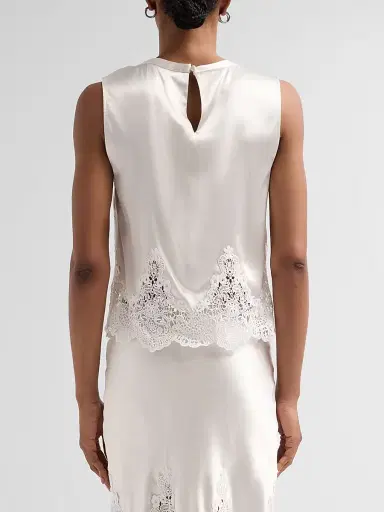 Generation Love Women's Tegan Lace Trim Liquid Satin Top - Off White White - Size XL | Thumbnail 3 Generation Love Women's Tegan Lace Trim Liquid Satin Top - Off White White - Size XL | Thumbnail 3