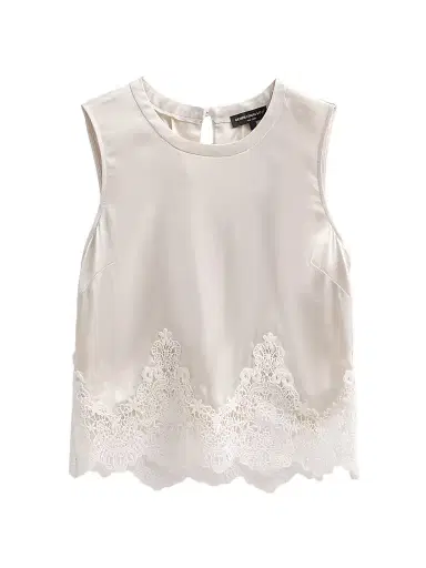 Generation Love Women's Tegan Lace Trim Liquid Satin Top - Off White White - Size XL | Thumbnail 1 Generation Love Women's Tegan Lace Trim Liquid Satin Top - Off White White - Size XL | Thumbnail 1