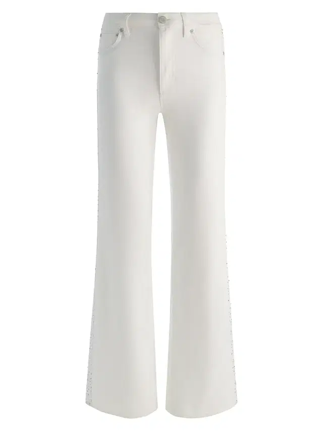 ALICE + OLIVIA Women's Chic High-Rise Embellished Striped Jeans - Off White Silver