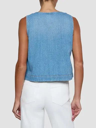 L'Agence Women's Foster Denim Sleeveless Top | Thumbnail 3 L'Agence Women's Foster Denim Sleeveless Top | Thumbnail 3