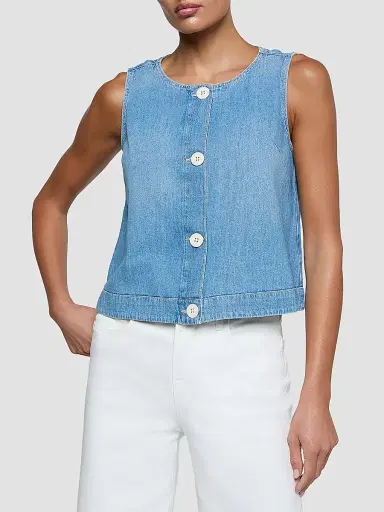 L'Agence Women's Foster Denim Sleeveless Top | Thumbnail 4 L'Agence Women's Foster Denim Sleeveless Top | Thumbnail 4