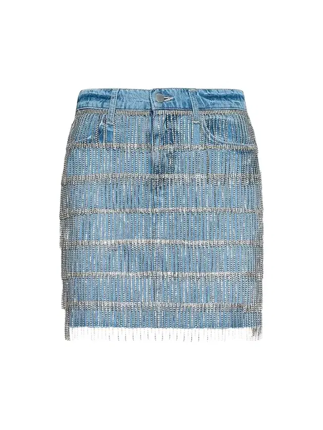 L'AGENCE Women's Jolene Crystal-Fringe Mini Skirt - Fontaine