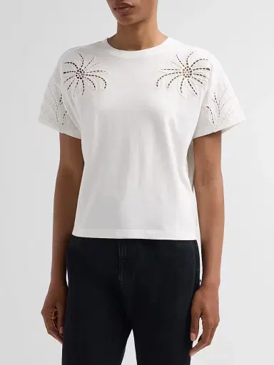 rag & bone Women's Kelly Floral Cut-Out Boxy T-Shirt - White - Size XS | Thumbnail 4 rag & bone Women's Kelly Floral Cut-Out Boxy T-Shirt - White - Size XS | Thumbnail 4