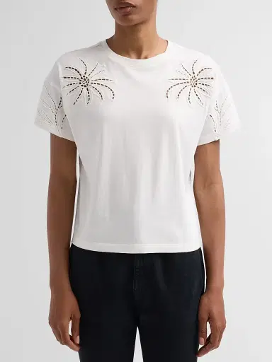 rag & bone Women's Kelly Floral Cut-Out Boxy T-Shirt - White - Size XS | Thumbnail 5 rag & bone Women's Kelly Floral Cut-Out Boxy T-Shirt - White - Size XS | Thumbnail 5