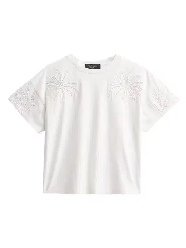 rag & bone Women's Kelly Floral Cut-Out Boxy T-Shirt - White - Size XS | Thumbnail 1 rag & bone Women's Kelly Floral Cut-Out Boxy T-Shirt - White - Size XS | Thumbnail 1