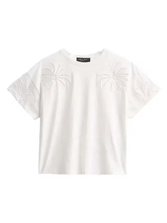 rag & bone Women's Kelly Floral Cut-Out Boxy T-Shirt - White