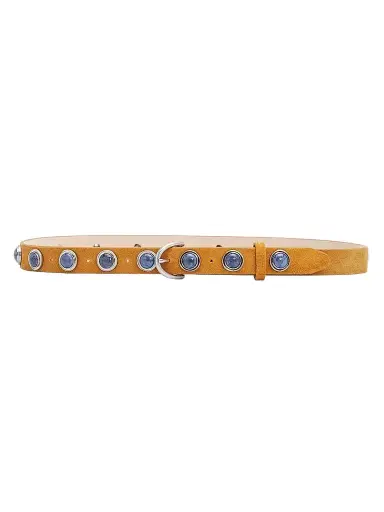 rag & bone Women's Celia Stud Leather Belt - Brown - Size Large | Thumbnail 1