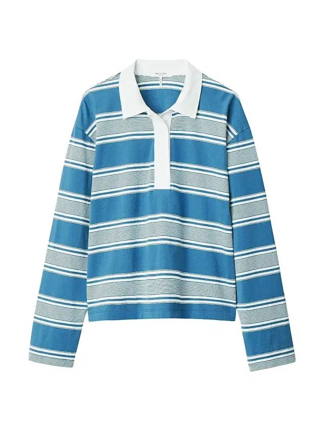 Women's Kelly Striped Cotton Long-Sleeve Polo Shirt - Blue Multi