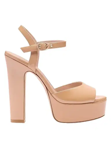 Stuart Weitzman Women's Reade 130MM Patent Leather Platform Sandals - Adobe - Size 9.5 | Thumbnail 1