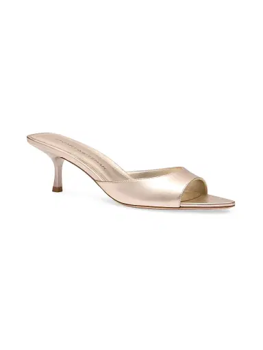 Stuart Weitzman Women's Lexington 50MM Leather Mules - Light Gold - Size 9.5 | Thumbnail 2