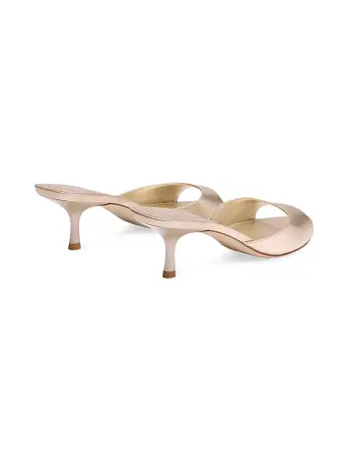 Stuart Weitzman Women's Lexington 50MM Leather Mules - Light Gold - Size 9.5 | Thumbnail 3