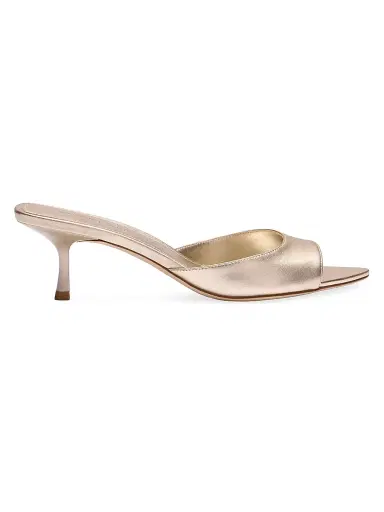 Stuart Weitzman Women's Lexington 50MM Leather Mules - Light Gold - Size 9.5 | Thumbnail 1