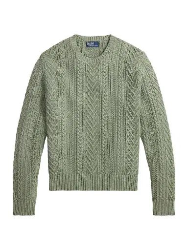 Polo Ralph Lauren Men's Aran-Knit Cotton-Linen Sweater - Fern Green Combo - Size XXL | Thumbnail 1