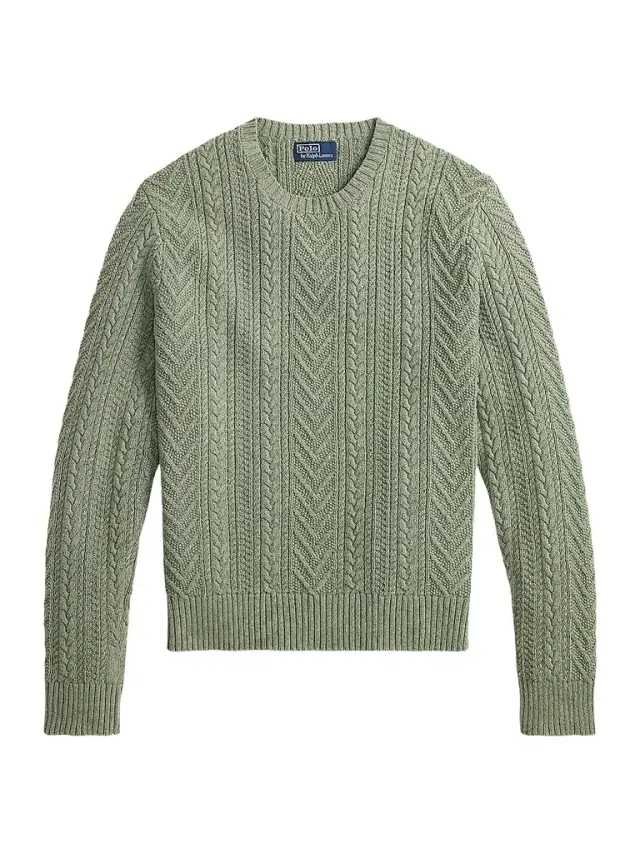 Polo Ralph Lauren Men's Aran-Knit Cotton-Linen Sweater - Fern Green Combo