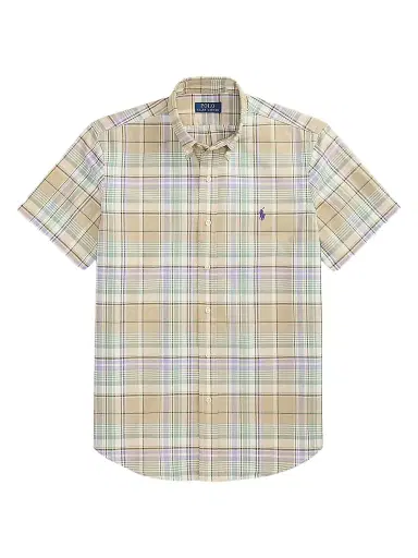 Polo Ralph Lauren Men's Classic-Fit Plaid Short-Sleeve Oxford Shirt - Khaki Faded Mint Multi - Size XXL | Thumbnail 1