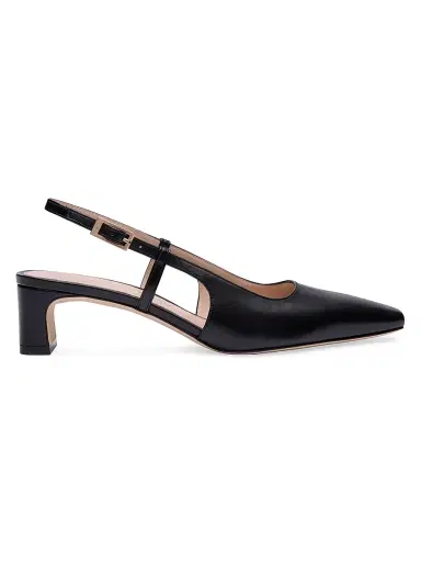 Stuart Weitzman Women's Baby Babette 40MM Leather Slingback Pumps - Black - Size 9.5 | Thumbnail 1 Stuart Weitzman Women's Baby Babette 40MM Leather Slingback Pumps - Black - Size 9.5 | Thumbnail 1