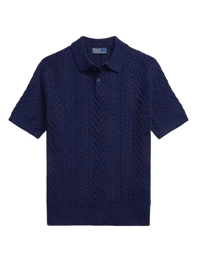 Polo Ralph Lauren Men's Aran-Knit Cotton Polo Sweater - Newport Navy