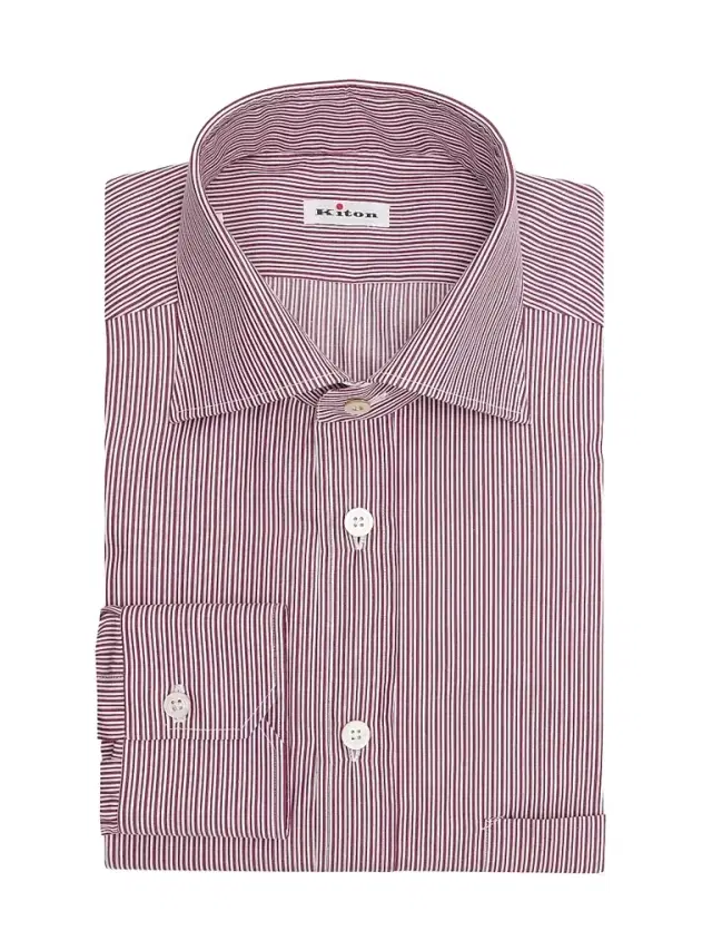 Men's Striped Cotton Pocket Shirt - Bordeaux