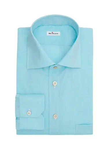 Kiton Men's Solid Cotton Classic-Fit Dress Shirt - Smurf Blue - Size 17 | Thumbnail 1 Kiton Men's Solid Cotton Classic-Fit Dress Shirt - Smurf Blue - Size 17 | Thumbnail 1