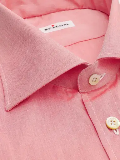 Kiton Men's Solid Cotton Classic-Fit Dress Shirt - Orange - Size 17 | Thumbnail 2