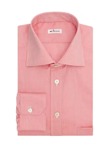 Kiton Men's Solid Cotton Classic-Fit Dress Shirt - Orange - Size 17 | Thumbnail 1