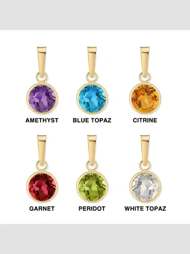 Oradina Women's 14K Yellow Gold Vivid Round Pendant Charm - Garnet Gold | Thumbnail 3
