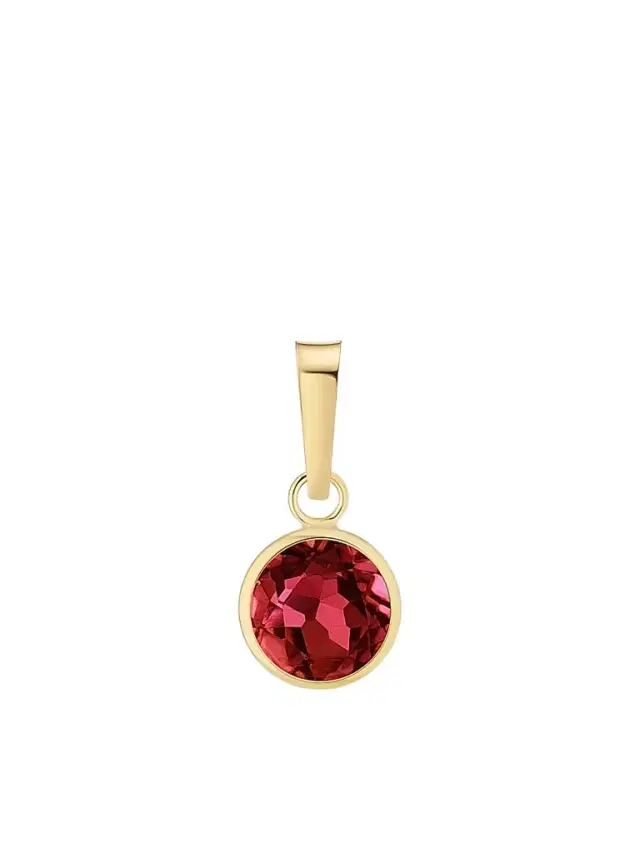 Women's 14K Yellow Gold Vivid Round Pendant Charm - Garnet Gold