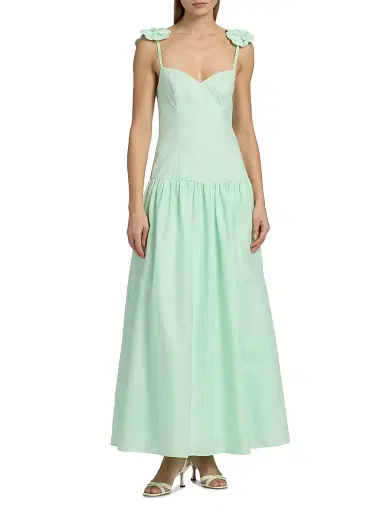 Peixoto Women's Audrey Cotton Flower Maxi Dress - Summer Green - Size Large | Thumbnail 3