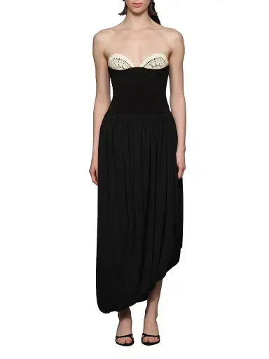 Et Ochs Women's Noa Strapless Assymetric Maxi Dress - Black Ivory - Size 12 | Thumbnail 2