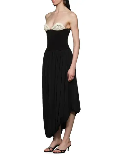 Et Ochs Women's Noa Strapless Assymetric Maxi Dress - Black Ivory - Size 12 | Thumbnail 3