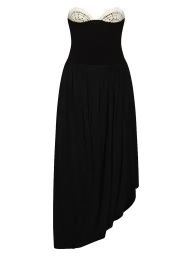 Et Ochs Women's Noa Strapless Assymetric Maxi Dress - Black Ivory - Size 12 | Thumbnail 1