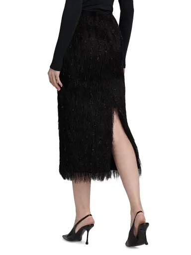 Lapointe Women's Metallic Fringe Midi-Skirt - Black - Size 14 | Thumbnail 5 Lapointe Women's Metallic Fringe Midi-Skirt - Black - Size 14 | Thumbnail 5