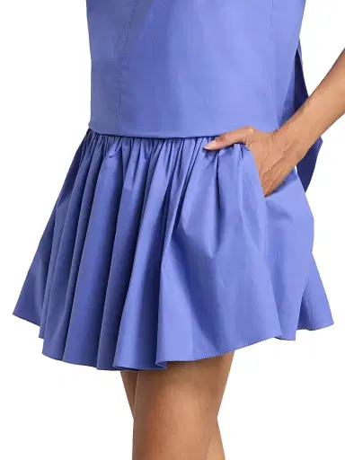 Brandon Maxwell Women's The Hadley Shirred Miniskirt - French Blue - Size 8 | Thumbnail 4