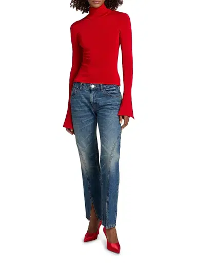 Brandon Maxwell Women's The Dawson Turtleneck Top - Red - Size XS | Thumbnail 2